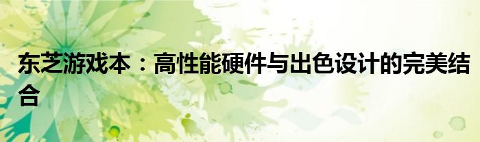 东芝游戏本：高性能硬件与出色设计的完美结合