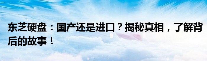 东芝硬盘：国产还是进口？揭秘真相，了解背后的故事！