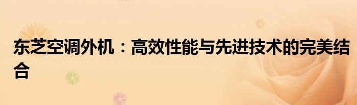东芝空调外机：高效性能与先进技术的完美结合