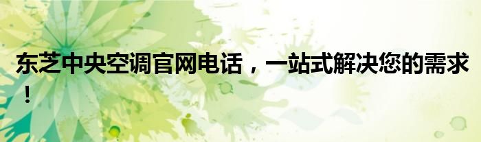 东芝中央空调官网电话，一站式解决您的需求！
