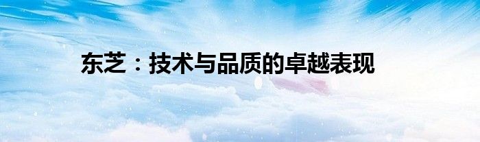 东芝：技术与品质的卓越表现