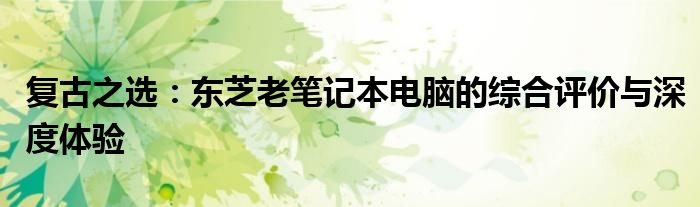 复古之选：东芝老笔记本电脑的综合评价与深度体验