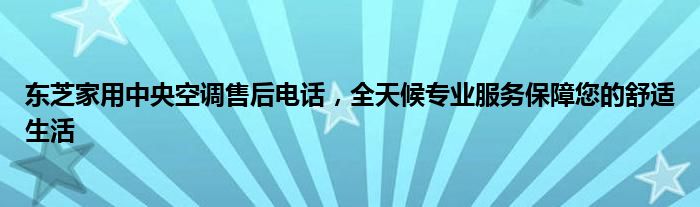 东芝家用中央空调售后电话，全天候专业服务保障您的舒适生活