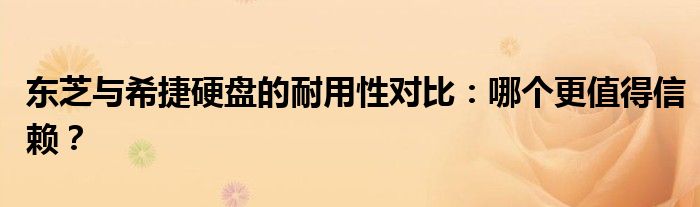 东芝与希捷硬盘的耐用性对比：哪个更值得信赖？