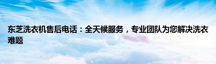 东芝洗衣机售后电话：全天候服务，专业团队为您解决洗衣难题