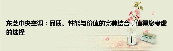 东芝中央空调：品质、性能与价值的完美结合，值得您考虑的选择