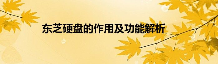 东芝硬盘的作用及功能解析
