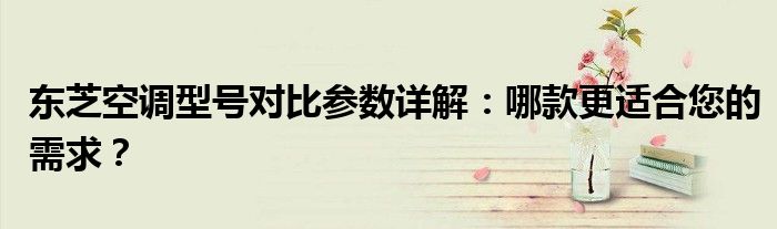 东芝空调型号对比参数详解：哪款更适合您的需求？