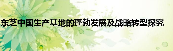 东芝中国生产基地的蓬勃发展及战略转型探究