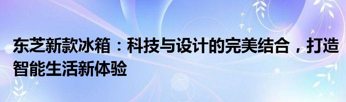 东芝新款冰箱：科技与设计的完美结合，打造智能生活新体验