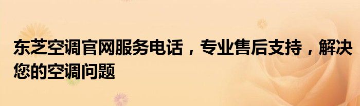 东芝空调官网服务电话，专业售后支持，解决您的空调问题