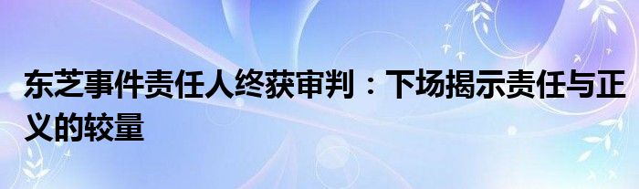 东芝事件责任人终获审判：下场揭示责任与正义的较量