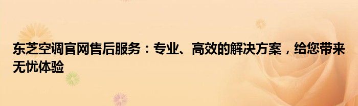 东芝空调官网售后服务：专业、高效的解决方案，给您带来无忧体验