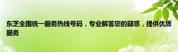 东芝全国统一服务热线号码，专业解答您的疑惑，提供优质服务