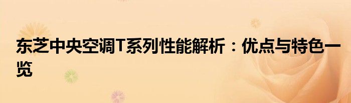 东芝中央空调T系列性能解析：优点与特色一览