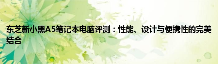 东芝新小黑A5笔记本电脑评测：性能、设计与便携性的完美结合