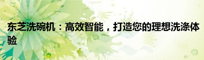 东芝洗碗机：高效智能，打造您的理想洗涤体验