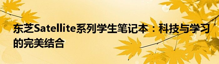 东芝Satellite系列学生笔记本：科技与学习的完美结合