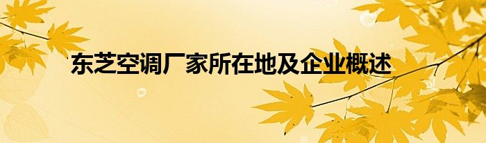 东芝空调厂家所在地及企业概述