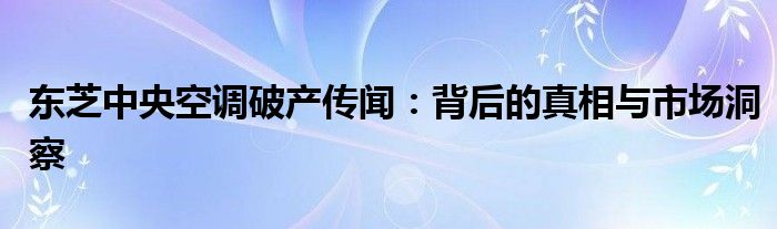东芝中央空调破产传闻：背后的真相与市场洞察