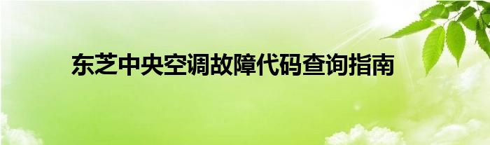 东芝中央空调故障代码查询指南