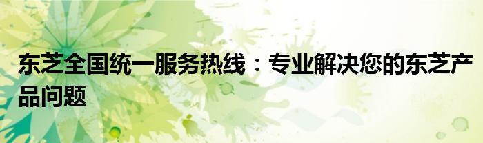 东芝全国统一服务热线：专业解决您的东芝产品问题