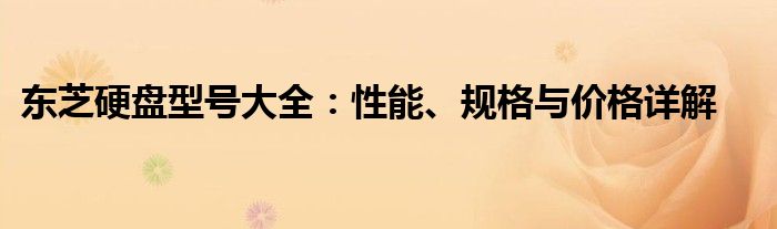 东芝硬盘型号大全：性能、规格与价格详解
