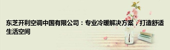 东芝开利空调中国有限公司：专业冷暖解决方案，打造舒适生活空间
