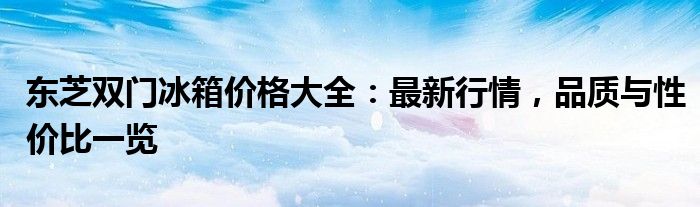 东芝双门冰箱价格大全：最新行情，品质与性价比一览