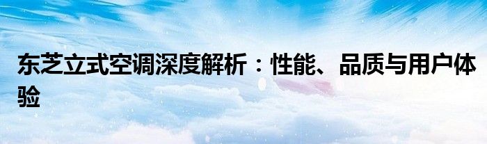 东芝立式空调深度解析：性能、品质与用户体验