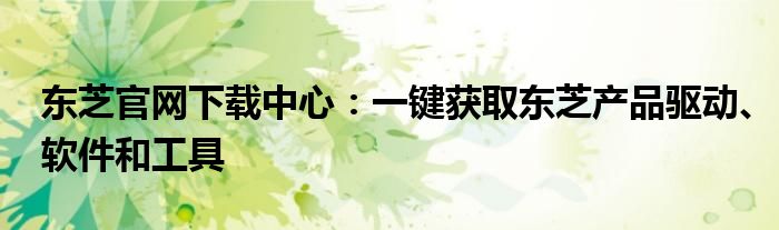 东芝官网下载中心：一键获取东芝产品驱动、软件和工具