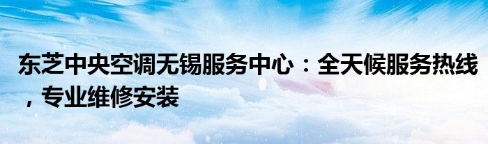 东芝中央空调无锡服务中心：全天候服务热线，专业维修安装