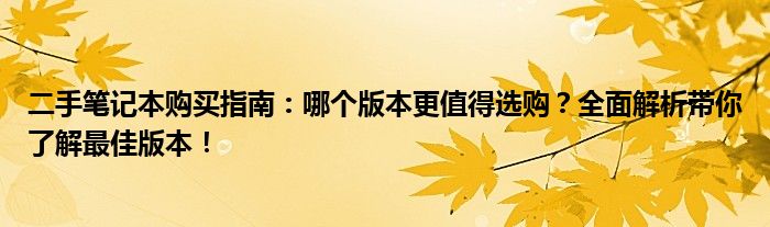 二手笔记本购买指南：哪个版本更值得选购？全面解析带你了解最佳版本！