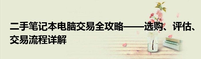 二手笔记本电脑交易全攻略——选购、评估、交易流程详解