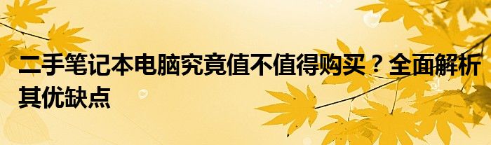 二手笔记本电脑究竟值不值得购买？全面解析其优缺点