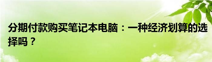分期付款购买笔记本电脑：一种经济划算的选择吗？