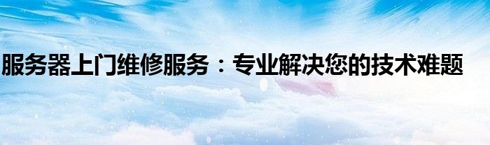 服务器上门维修服务：专业解决您的技术难题