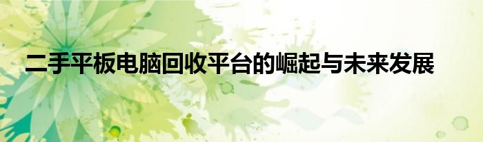 二手平板电脑回收平台的崛起与未来发展