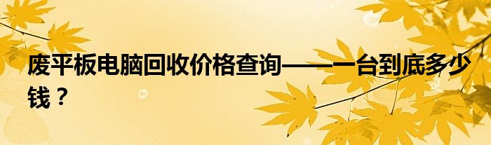 废平板电脑回收价格查询——一台到底多少钱？