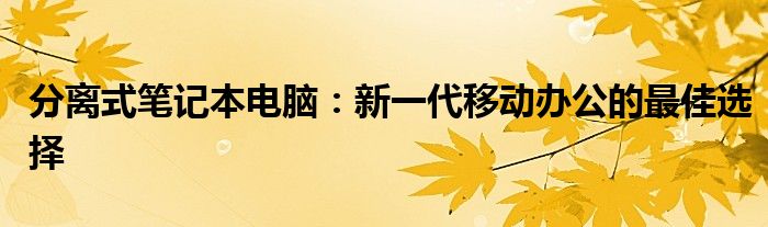 分离式笔记本电脑：新一代移动办公的最佳选择
