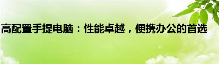 高配置手提电脑：性能卓越，便携办公的首选
