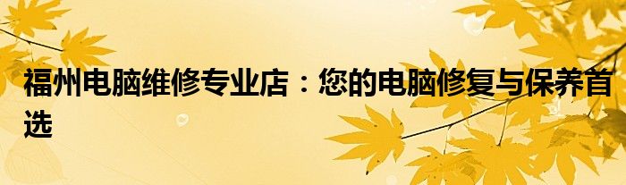 福州电脑维修专业店：您的电脑修复与保养首选