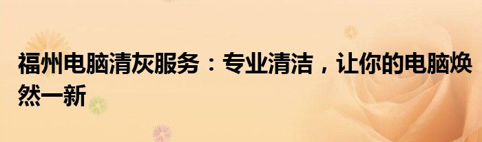 福州电脑清灰服务：专业清洁，让你的电脑焕然一新