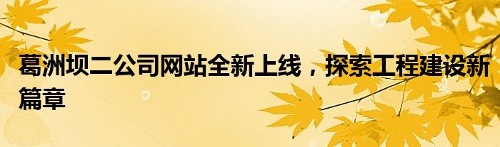 葛洲坝二公司网站全新上线，探索工程建设新篇章