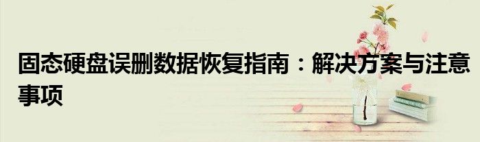 固态硬盘误删数据恢复指南：解决方案与注意事项
