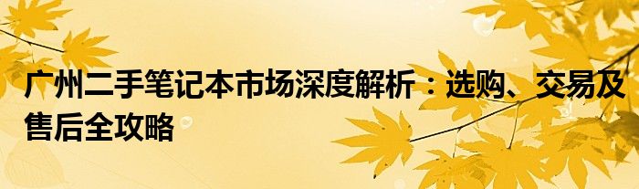 广州二手笔记本市场深度解析：选购、交易及售后全攻略