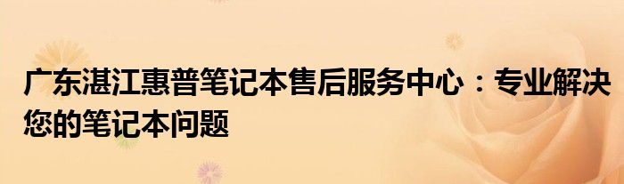 广东湛江惠普笔记本售后服务中心：专业解决您的笔记本问题