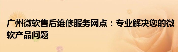 广州微软售后维修服务网点：专业解决您的微软产品问题