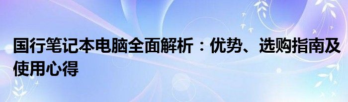 国行笔记本电脑全面解析：优势、选购指南及使用心得