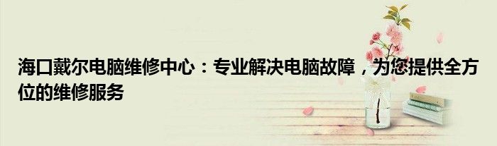 海口戴尔电脑维修中心：专业解决电脑故障，为您提供全方位的维修服务